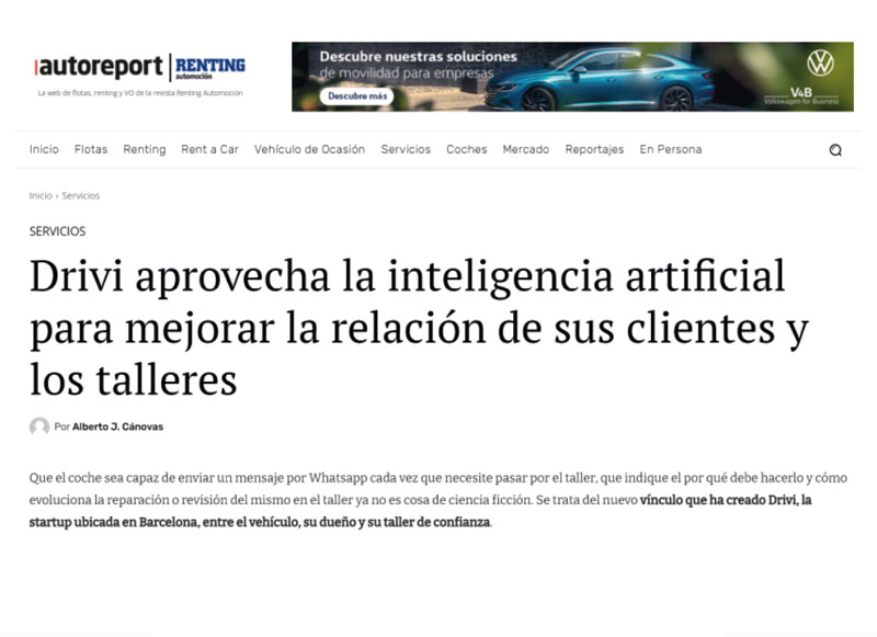 Drivi aprovecha la inteligencia artificial para mejorar la relación de sus clientes con los talleres