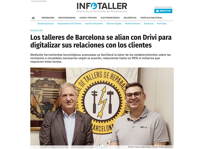 Los talleres de Barcelona se alían con Drivi para digitalizar sus relaciones con los clientes